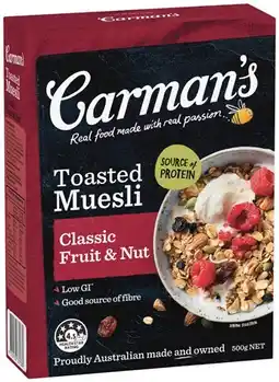 IGA Carman’s Muesli 500g Selected Varieties offer