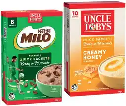IGA Uncle Tobys Rolled Oats Quick Sachets 8‑10 Pack Selected Varieties offer