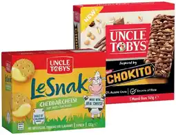 IGA Uncle Tobys Muesli Bars 5‑6 Pack, Le Snak or Roll‑Ups 6 Pack Selected Varieties offer