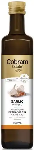 IGA Cobram Estate Garlic Infused Extra Virgin Olive Oil 500mL Selected Varieties offer