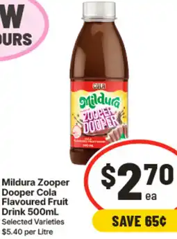 IGA Mildura Zooper Dooper Cola Flavoured Fruit Drink offer