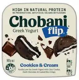 IGA Chobani Flip Greek Yogurt or Gippsland Dairy Yoghurt 140g Selected Varieties offer