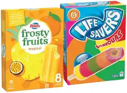 IGA Life Savers Ice Block 8 Pack, Peters Frosty Fruits 8 Pack or Fruit Stack 6 Pack Selected Varieties offer