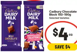 IGA Cadbury Chocolate Block offer