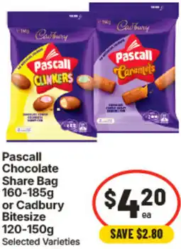 IGA Pascall Chocolate Share Bag or Cadbury Bitesize offer