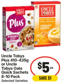 IGA Uncle Tobys Plus or Uncle Tobys Oats Quick Sachets offer