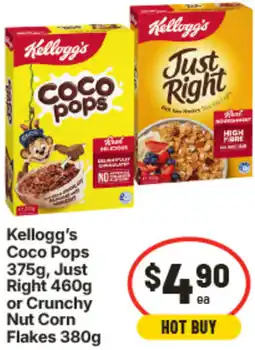 IGA Kellogg's Coco Pops, Just Right or Crunchy Nut Corn Flakes offer
