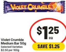 IGA Violet Crumble Medium Bar offer