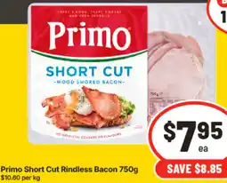 IGA Primo Short Cut Rindless Bacon 750g offer