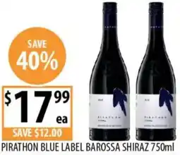 Supabarn Pirathon blue label barossa shiraz offer