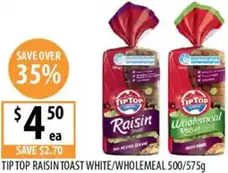 Supabarn Tip top raisin toast white/wholemeal offer