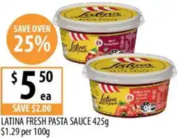 Supabarn Latina fresh pasta sauce offer