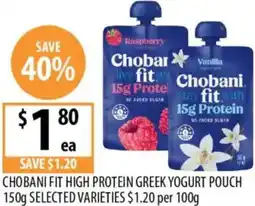 Supabarn Chobani fit high protein greek yogurt pouch offer