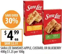 Supabarn Sara lee danishes apple, custard, or blueberry offer