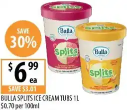 Supabarn Bulla splits ice cream tubs offer