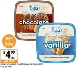 Supabarn Bulla real dairy ice cream tubs offer