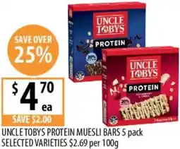 Supabarn Uncle tobys protein muesli bars offer