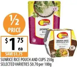 Supabarn Sunrice rice pouch and cups offer