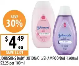 Supabarn Johnsons baby lotion/oil/shampoo/bath offer