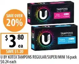 Supabarn U by kotex tampons offer