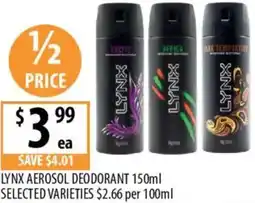 Supabarn Lynx aerosol deodorant offer