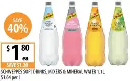 Supabarn Schweppes soft drinks, mixers & mineral water offer