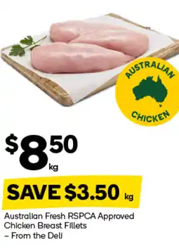 Woolworths Australian fresh rspca approved chicken breast fillets offer