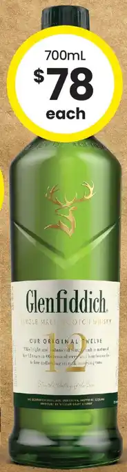 Glenfiddich 12yo single malt scotch whisky