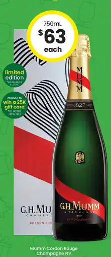 The Bottle O Mumm cordon rouge champagne nv offer