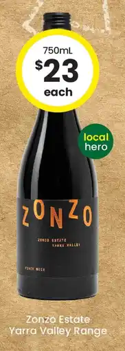 The Bottle O Zonzo Estate Yarra Valley Range offer