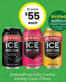 The Bottle O Smirnoff Ice 6.5% Premix Variety Cans offer