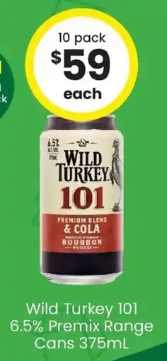 The Bottle O Wild Turkey 101 6.5% Premix Range Cans offer