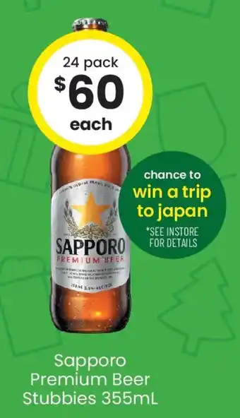 The Bottle O Sapporo Premium Beer Stubbies offer