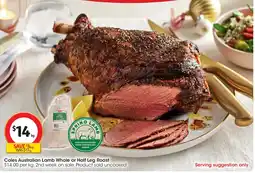 Coles Coles Australian Lamb Whole or Half Leg Roast offer