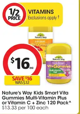 Coles Nature's Way Kids Smart Vita Gummies Multi-Vitamin Plus or Vitamin C + Zinc offer