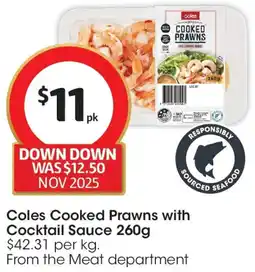 Coles Coles Cooked Prawns with Cocktail Sauce offer