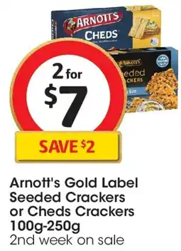 Coles Arnott's Gold Label Seeded Crackers or Cheds Crackers offer