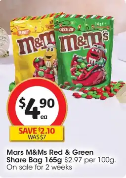 Coles Mars M&Ms Red & Green Share Bag offer