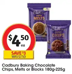 Coles Cadbury Baking Chocolate Chips, Melts or Blocks offer