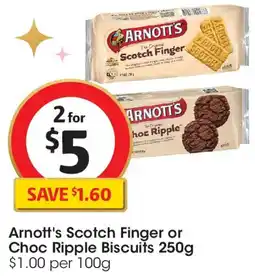 Coles Arnott's Scotch Finger or Choc Ripple Biscuits offer