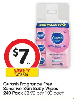Coles Curash Fragrance Free Sensitive Skin Baby Wipes offer