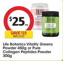 Coles Life Botanics Vitality Greens Powder or Pure Collagen Peptides Powder offer
