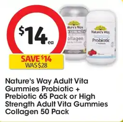 Coles Nature's Way Adult Vita Gummies Probiotic + Prebiotic or High Strength Adult Vita Gummies Collagen offer