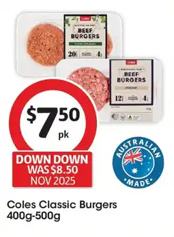 Coles Coles Classic Burgers offer