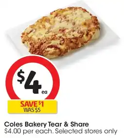 Coles Coles Bakery Tear & Share offer