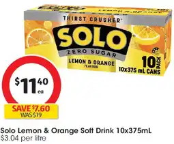 Coles Solo Lemon & Orange Soft Drink offer