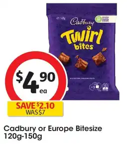 Coles Cadbury or Europe Bitesize offer
