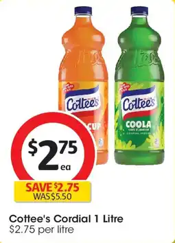 Coles Cottee's Cordial offer