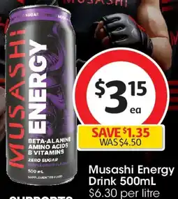 Coles Musashi Energy Drink offer