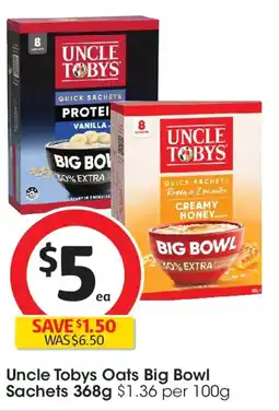 Coles Uncle Tobys Oats Big Bowl Sachets offer